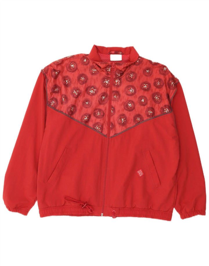 Adidas Womens Oversized Tracksuit Top Jacket UK 14 Large Red Floral