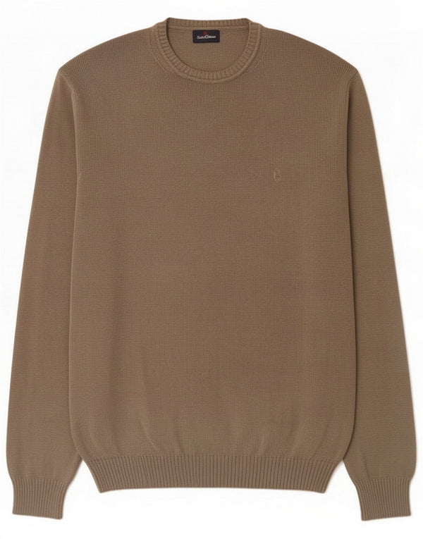 Conte of Florence Mens Crew Neck Jumper Sweater 3XL Brown Cotton