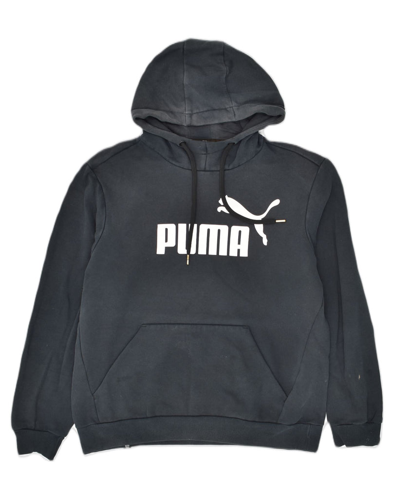 PUMA Mens Graphic Hoodie Jumper Medium Black Cotton | Vintage Puma | Thrift | Second-Hand Puma | Used Clothing | Messina Hembry 