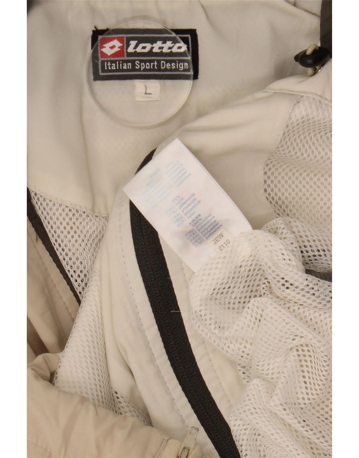 Lotto Mens Tracksuit Top Jacket Large Beige Colourblock Cotton