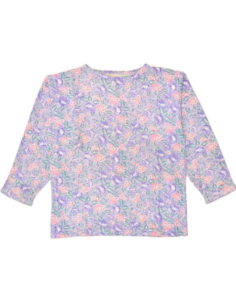 VINTAGE Womens Top Long Sleeve UK 18 XL Purple Floral | Vintage Vintage | Thrift | Second-Hand Vintage | Used Clothing | Messina Hembry 