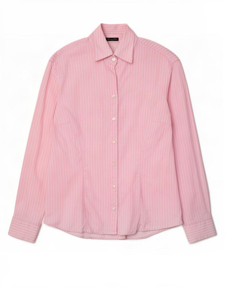 Massimo Dutti Womens Shirt EU 42 Large Pink Pinstripe Cotton