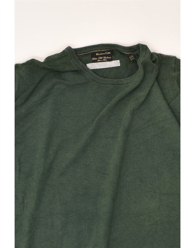 MASSIMO DUTTI Mens Crew Neck Jumper Sweater Medium Green Cotton | Vintage Massimo Dutti | Thrift | Second-Hand Massimo Dutti | Used Clothing | Messina Hembry 