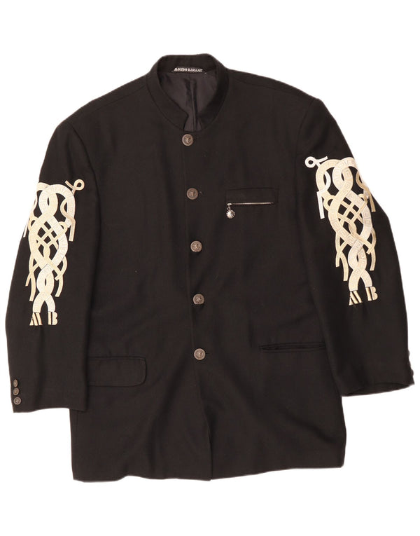 VINTAGE Mens 5 Button Blazer Jacket UK 40 Large Black Viscose