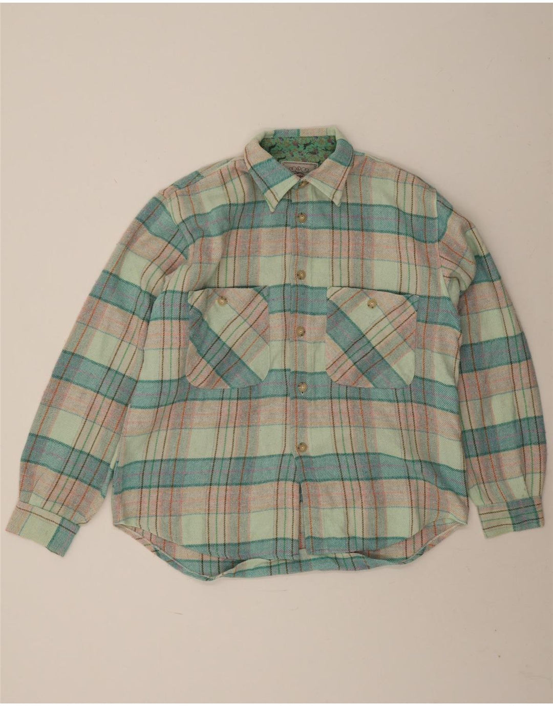 Wampum Mens Overshirt Flannel Shirt Large Green Check