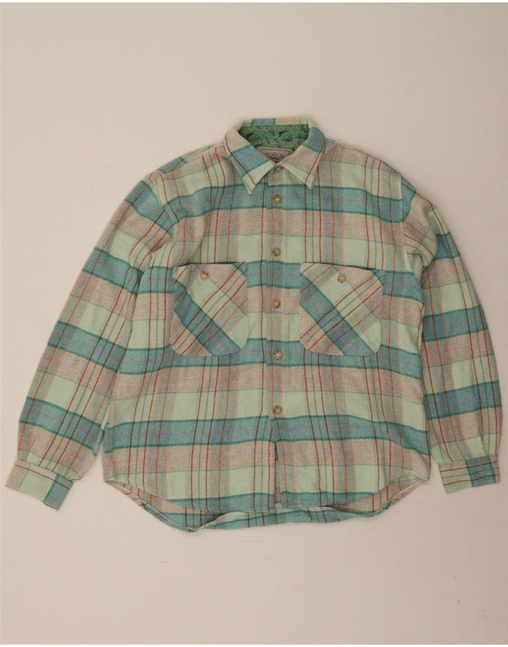 Wampum Mens Overshirt Flannel Shirt Large Green Check