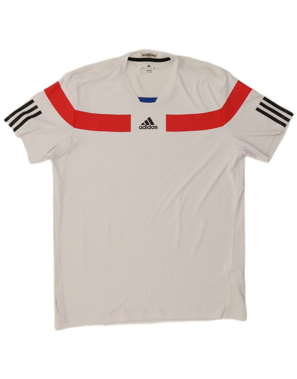 Adidas Mens Climacool Graphic T-Shirt Top Large White Colourblock Polyester
