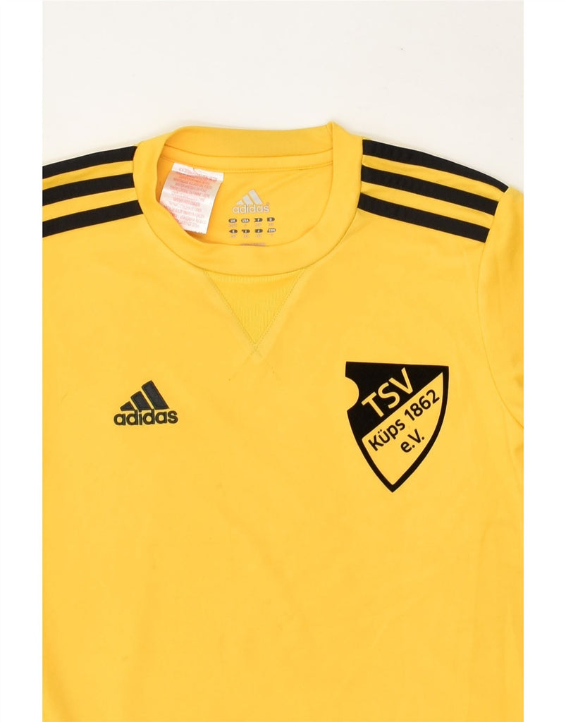 ADIDAS Boys T-Shirt Top 9-10 Years Yellow Polyester | Vintage Adidas | Thrift | Second-Hand Adidas | Used Clothing | Messina Hembry 