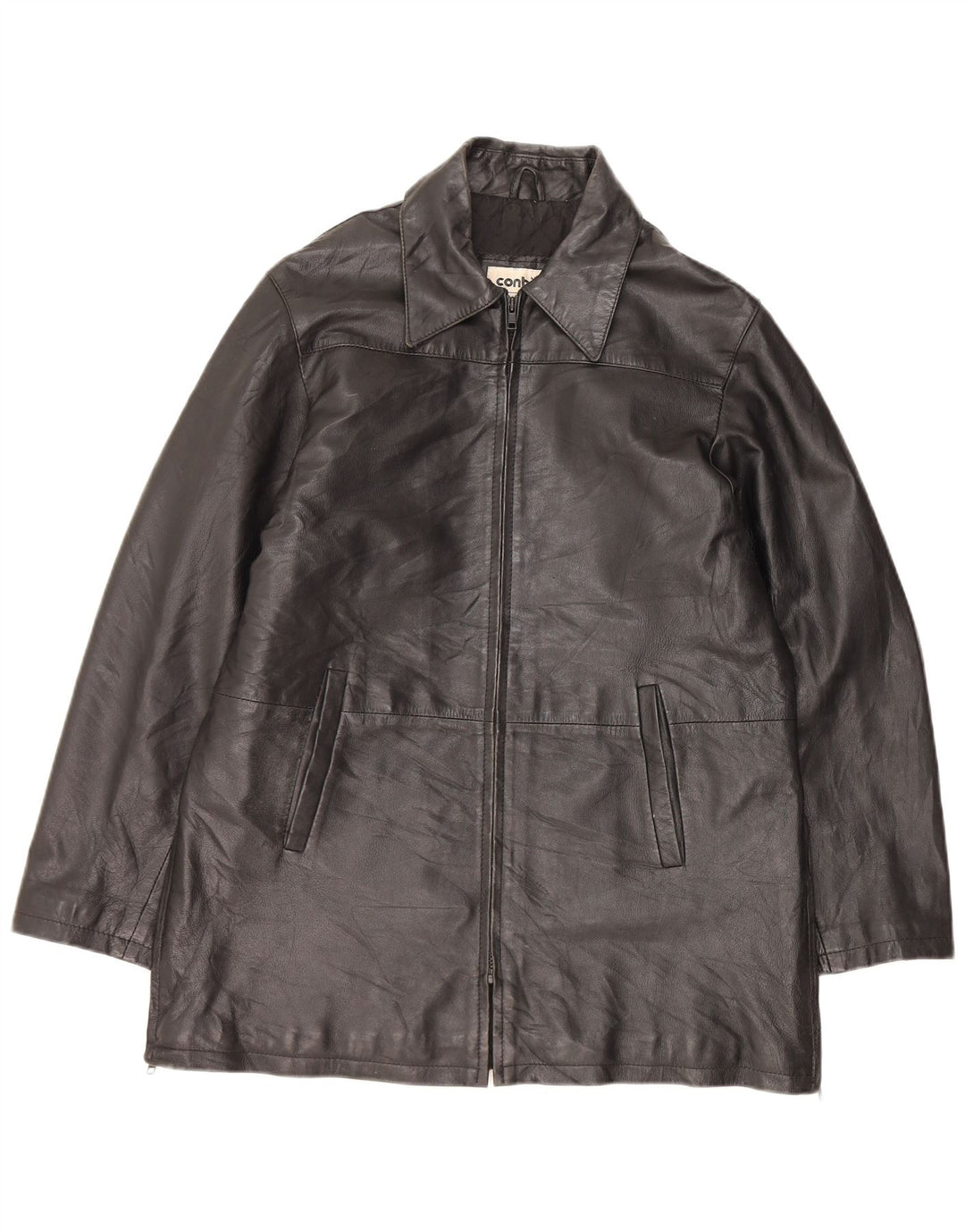 CONBIPEL Mens Leather Jacket IT 44 XS Black Leather
