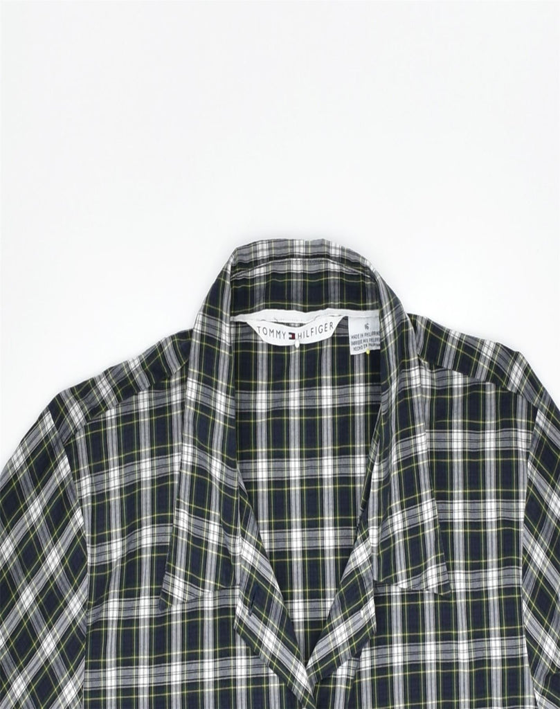 TOMMY HILFIGER Womens Shirt UK 16 Large Black Check Cotton | Vintage | Thrift | Second-Hand | Used Clothing | Messina Hembry 