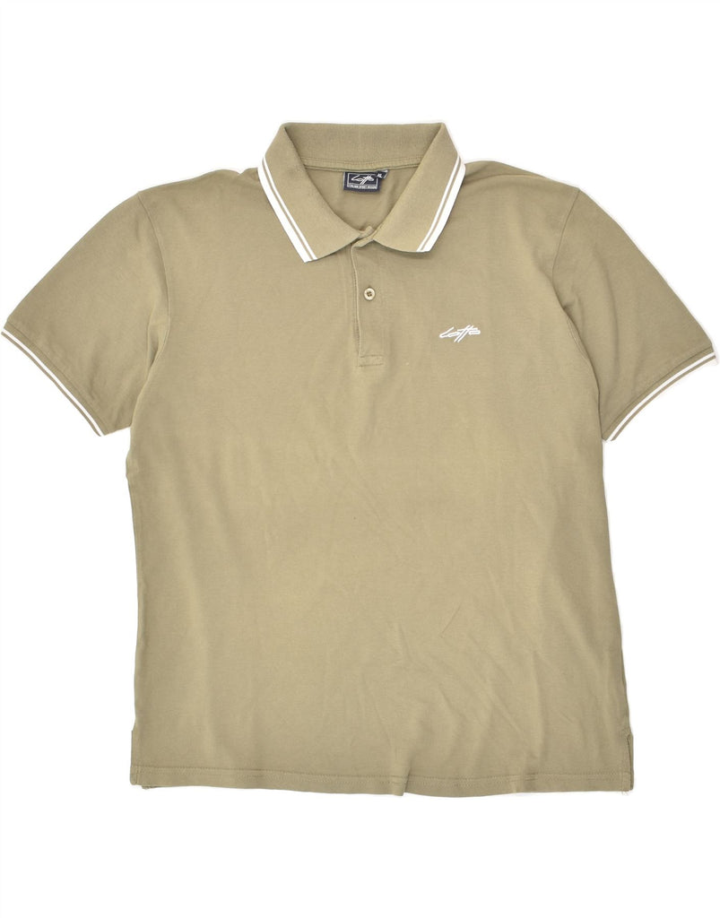 LOTTO Mens Slim Polo Shirt XL Khaki Cotton | Vintage Lotto | Thrift | Second-Hand Lotto | Used Clothing | Messina Hembry 