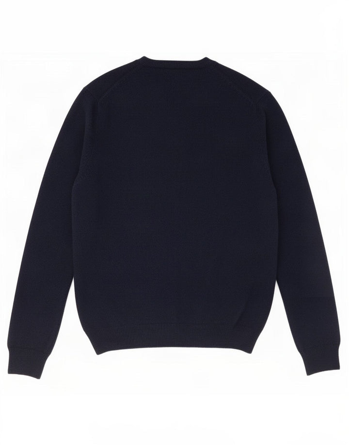 Marks & Spencer Mens V-Neck Jumper Sweater Large Navy Blue Wool