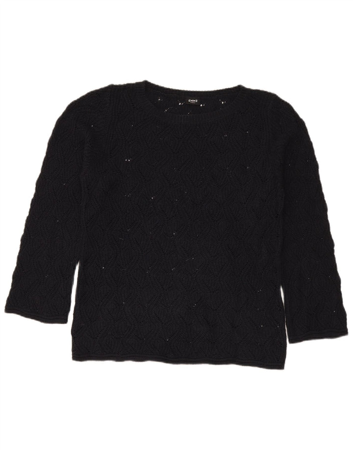 Emme Womens Boat Neck Jumper Sweater UK 14 Medium Black