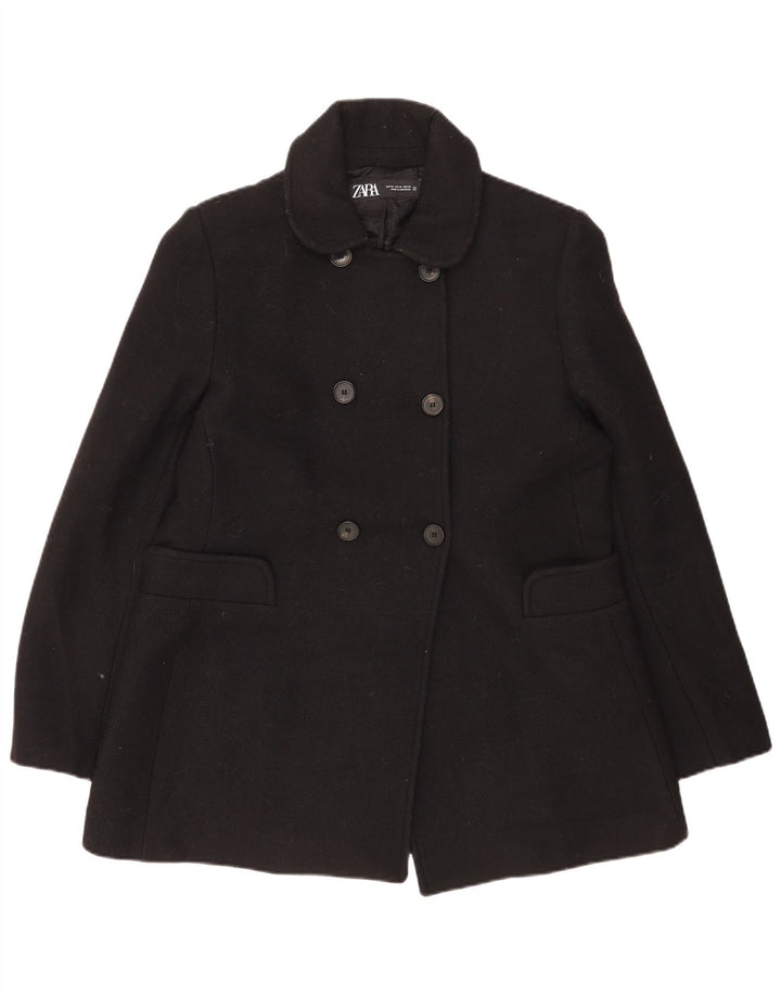 Zara Womens Pea Coat UK 18 XL Black Wool