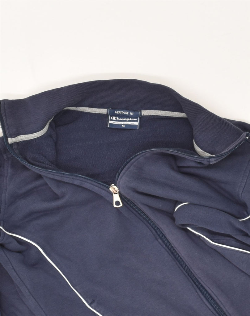 CHAMPION Womens Heritage Fit Tracksuit Top Jacket UK 14 Medium Navy Blue | Vintage Champion | Thrift | Second-Hand Champion | Used Clothing | Messina Hembry 