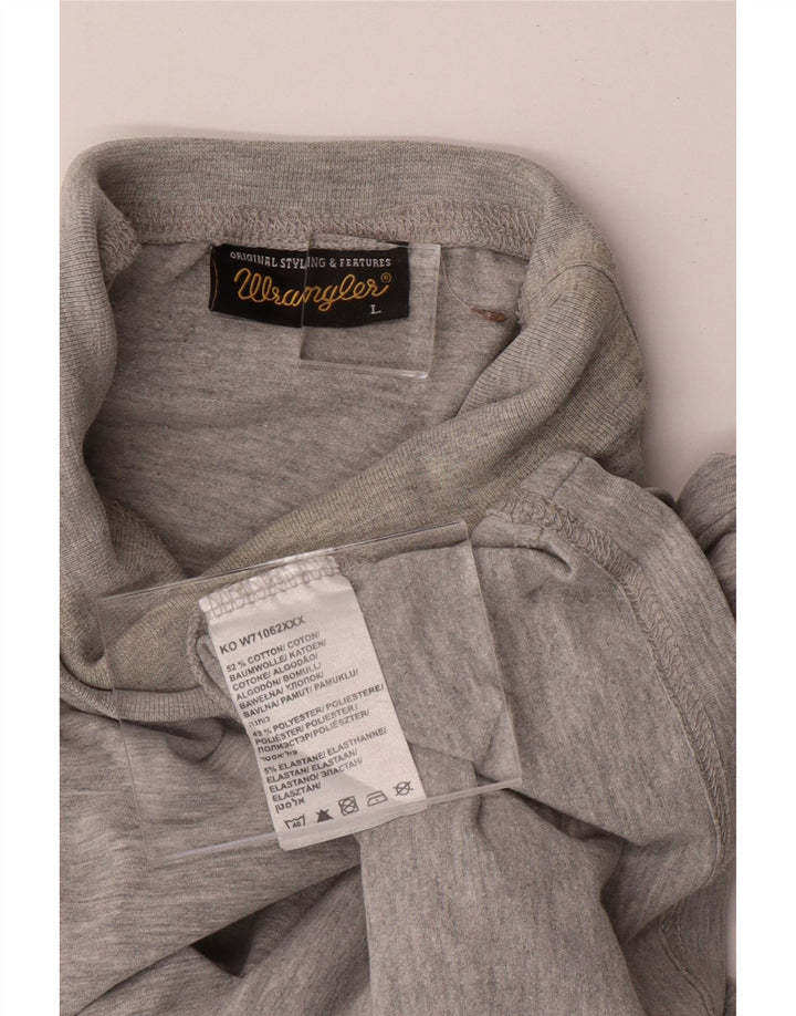 WRANGLER Mens Top Long Sleeve Large Grey Cotton