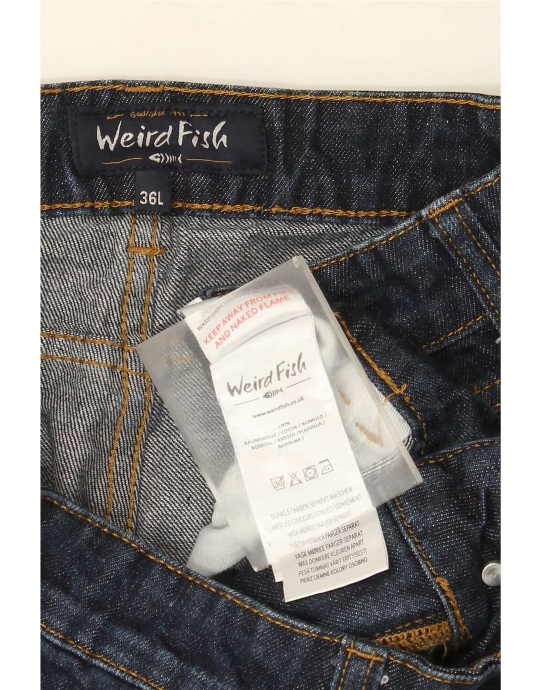 Weird Fish Womens Straight Jeans W36 L28 Navy Blue Cotton