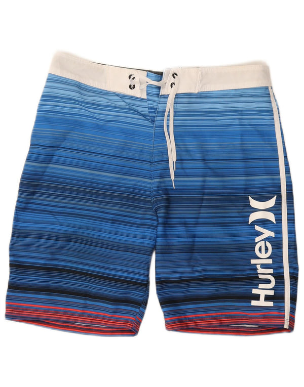 Hurley Mens Graphic Swimming Shorts Medium  Blue Pinstripe Polyester