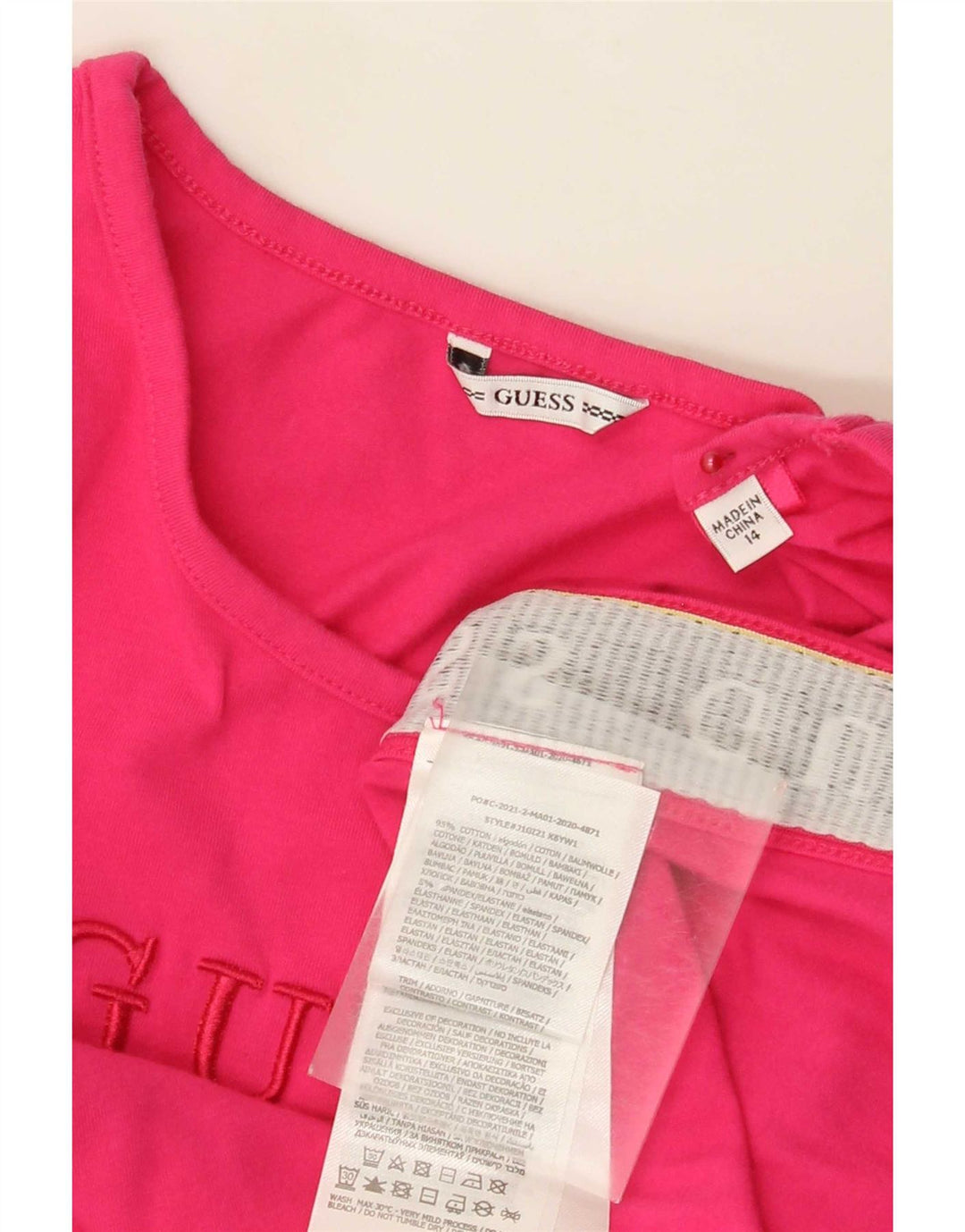 Guess Womens Graphic Vest Top UK 14 Medium Pink Colourblock Cotton