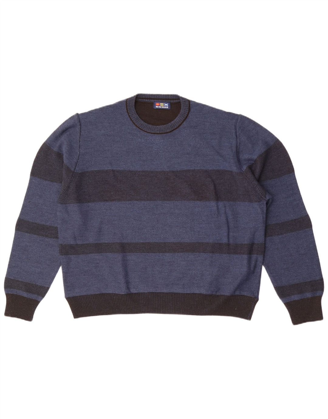 Re Del Mare Mens Crew Neck Jumper Sweater Large Blue Striped