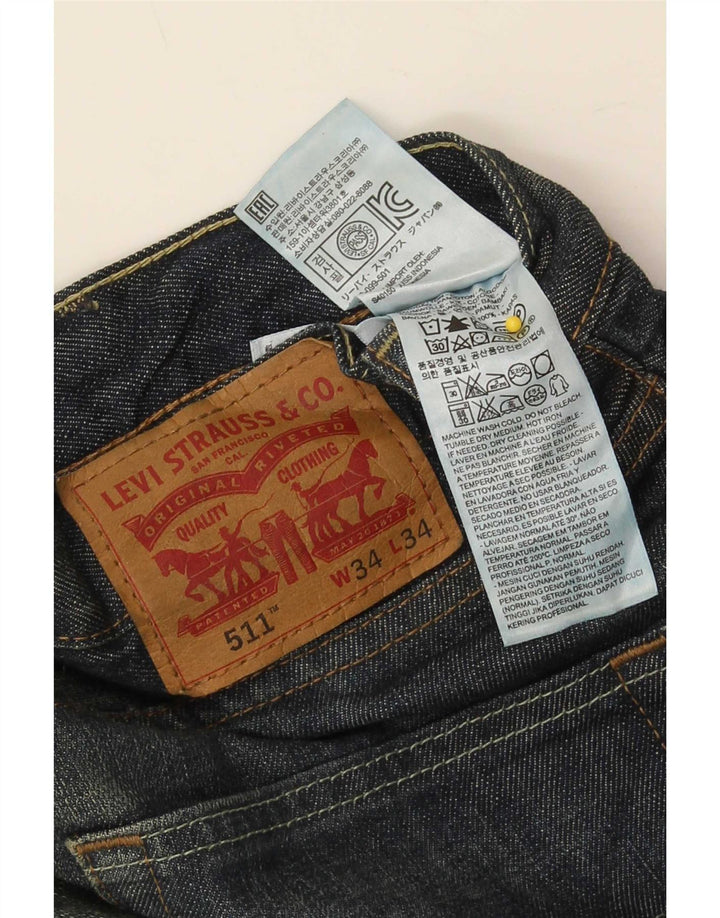 Levi's Mens 511 Slim Jeans W34 L34 Navy Blue Cotton