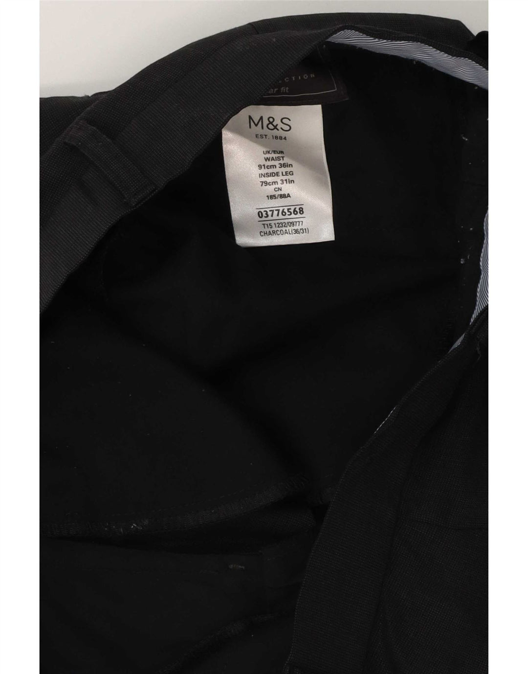 Marks & Spencer Mens Regular Fit Suit Trousers W36 L31 Grey Wool