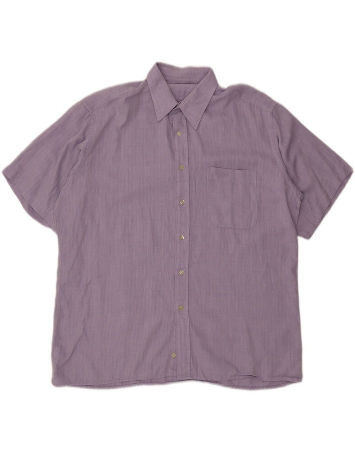 Pierre Cardin Mens Shirt Size 17 1/2 43 XL Purple Herringbone Cotton