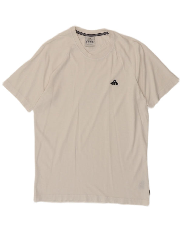 Adidas Mens T-Shirt Top Small Off White Cotton