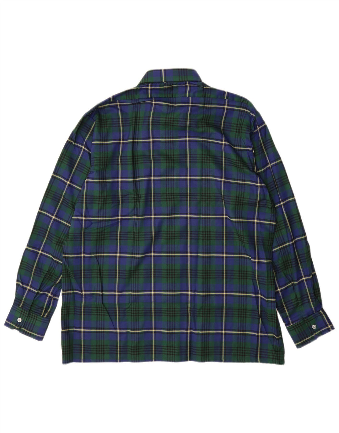 Vintage Mens Flannel Shirt Size 43 XL Blue Check Polyester