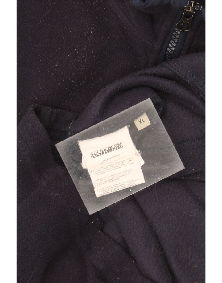 Napapijri Mens Fleece Jacket UK 42 XL Navy Blue Polyester