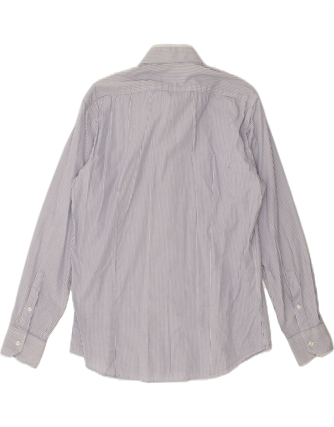TRUSSARDI Mens Shirt Size 40 15 1/2 Medium Blue Pinstripe Cotton Vintage Trussardi and Second-Hand Trussardi from Messina Hembry 
