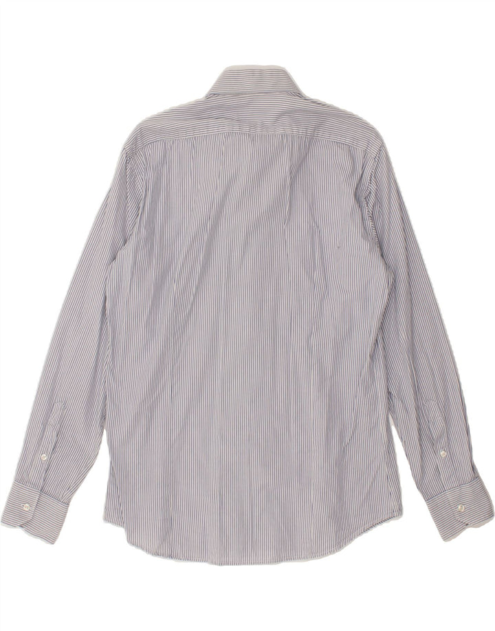 TRUSSARDI Mens Shirt Size 40 15 1/2 Medium Blue Pinstripe Cotton Vintage Trussardi and Second-Hand Trussardi from Messina Hembry 