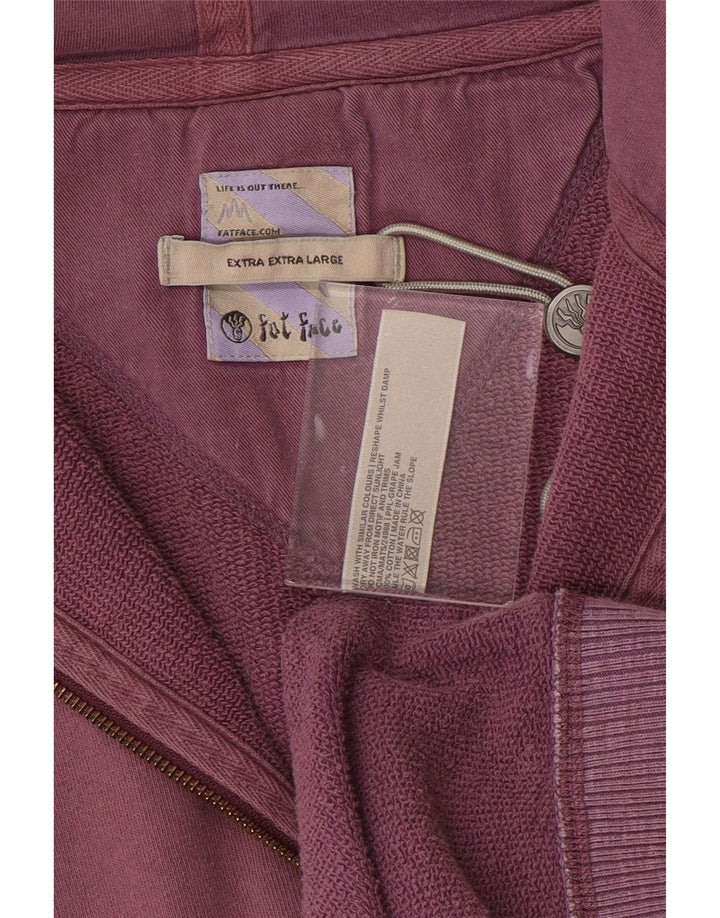 FAT FACE Mens Zip Hoodie Sweater 2XL Purple Cotton