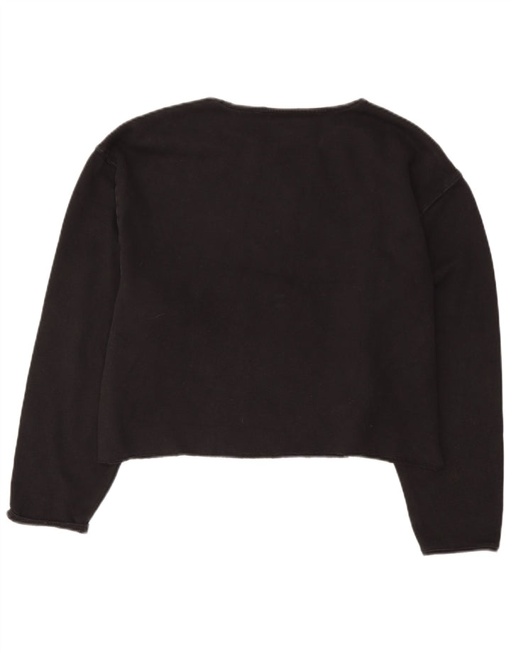 Fila Womens Crop Graphic Sweatshirt Jumper UK 16 Large Black