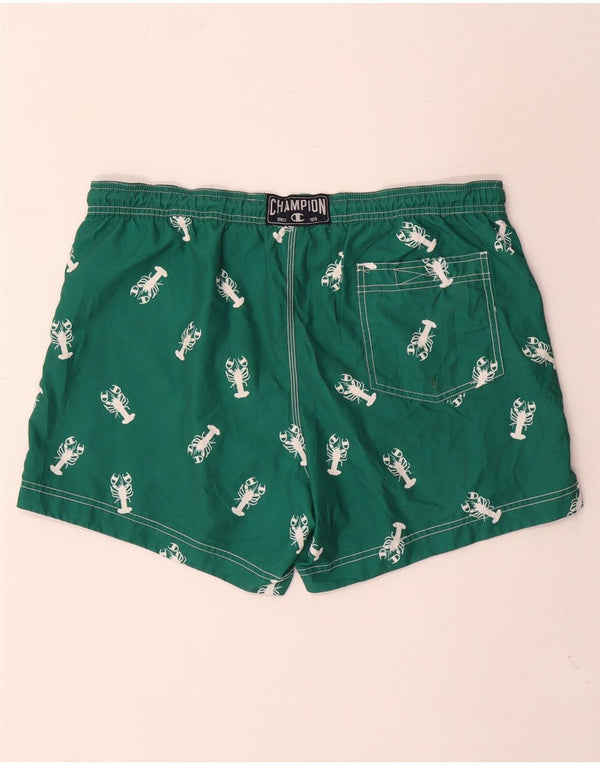 Champion Mens Abstract Pattern Swimming Shorts Large  Green