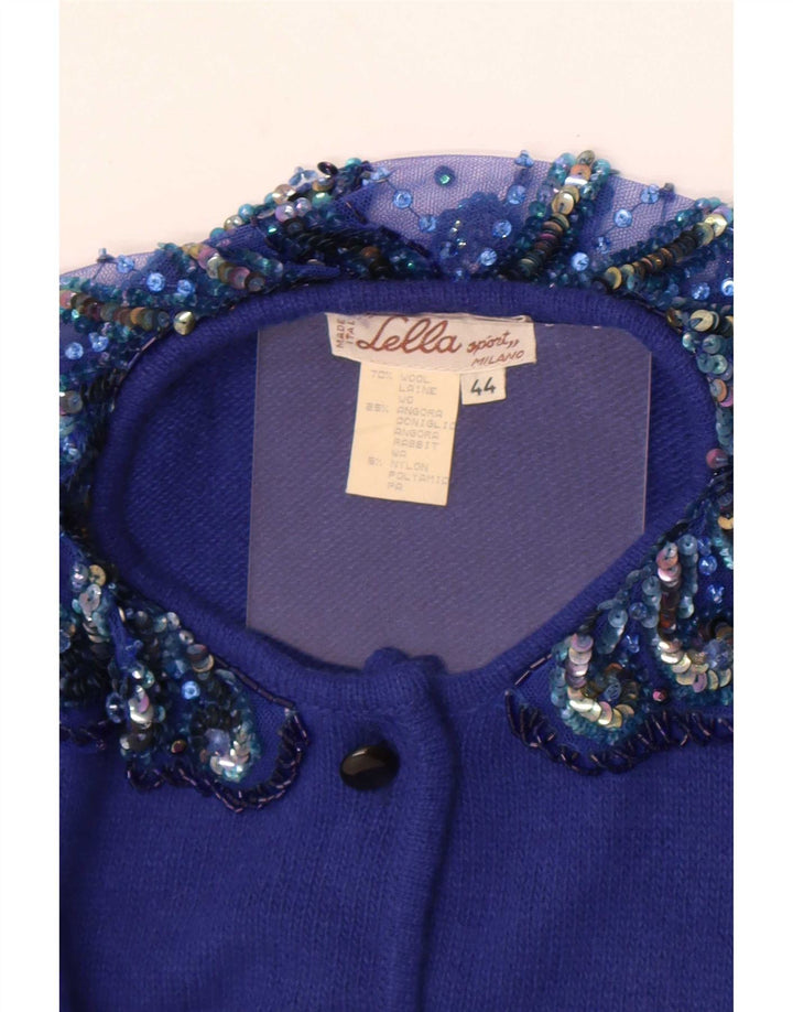 Vintage Womens Cardigan Sweater IT 44 Medium Blue Wool