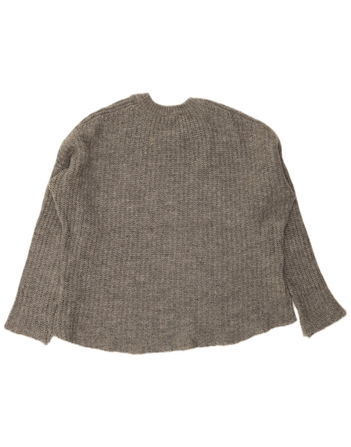 Zara Womens Oversized Crew Neck Jumper Sweater UK 14 Medium Grey