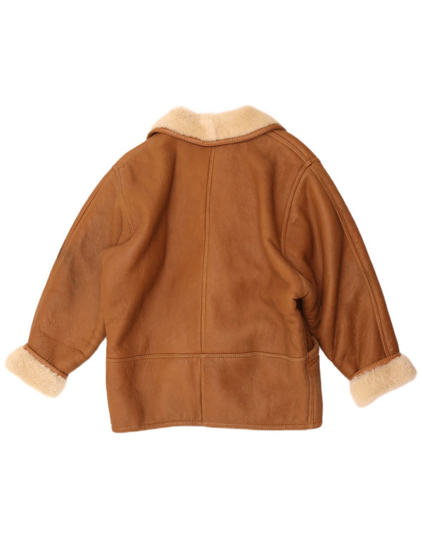 Vintage Womens Shearling Jacket UK 18 XL Brown