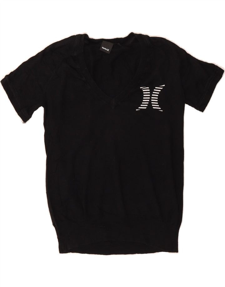 HURLEY Womens Graphic T-Shirt Top UK 12 Medium Black Cotton Vintage Hurley and Second-Hand Hurley from Messina Hembry 