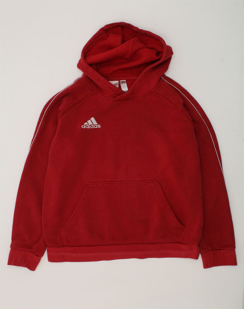 ADIDAS Girls Hoodie Jumper 13-14 Years Red Cotton | Vintage Adidas | Thrift | Second-Hand Adidas | Used Clothing | Messina Hembry 