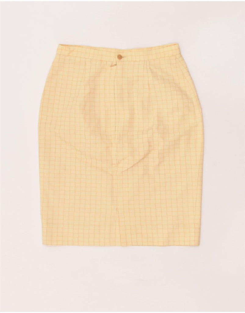 VINTAGE Womens Pencil Skirt IT 44 Medium W28  Orange Check Cotton | Vintage Vintage | Thrift | Second-Hand Vintage | Used Clothing | Messina Hembry 