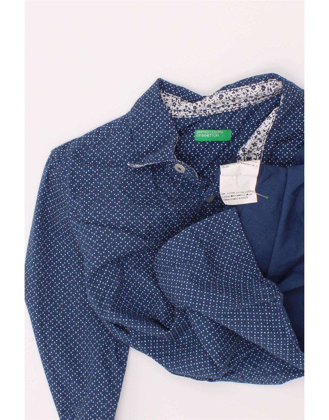 Benetton Boys Shirt 4-5 Years XS Blue Spotted Cotton