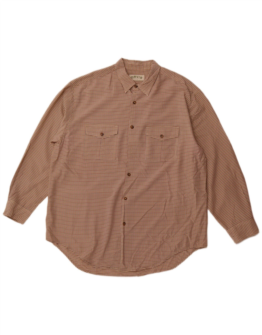 Orvis Mens Shirt XL Beige Check