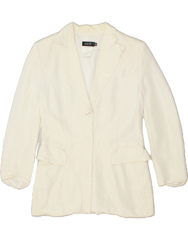 EXTE Womens 1 Button Blazer Jacket IT 42 Medium Off White Acetate | Vintage Exte | Thrift | Second-Hand Exte | Used Clothing | Messina Hembry 