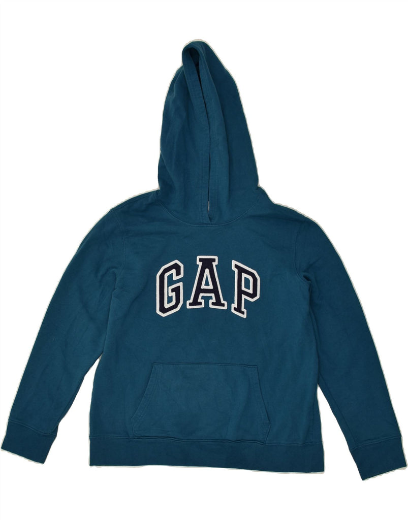 GAP Womens Graphic Hoodie Jumper UK 14 Medium Blue Cotton | Vintage Gap | Thrift | Second-Hand Gap | Used Clothing | Messina Hembry 