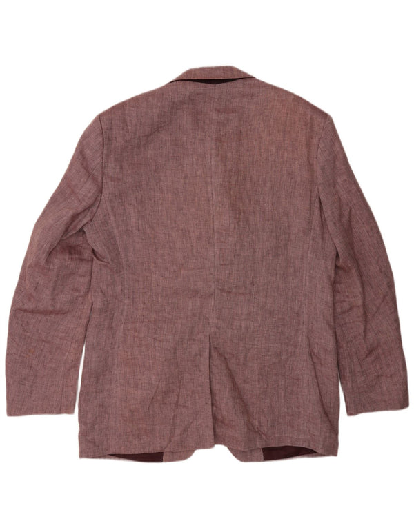Marks & Spencer Mens 2 Button Blazer Jacket UK 40 Medium Pink Herringbone