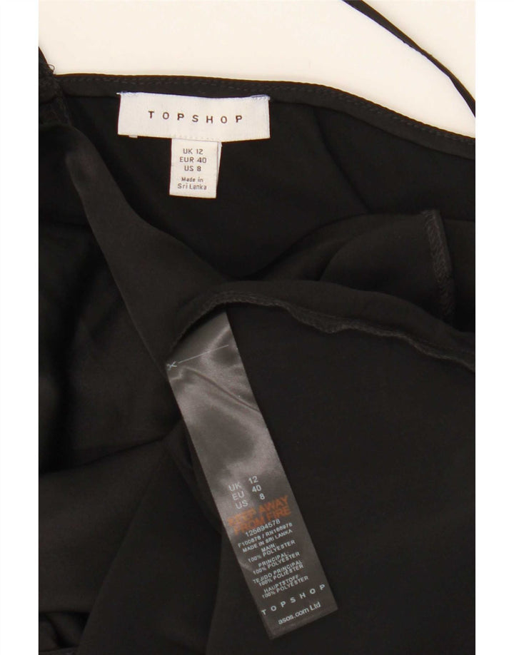 Topshop Womens Asymmetric One Shoulder Top UK 12 Medium Black Polyester