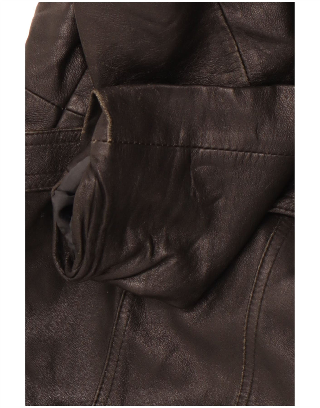 VINTAGE Womens Leather Coat IT 40 Small Black