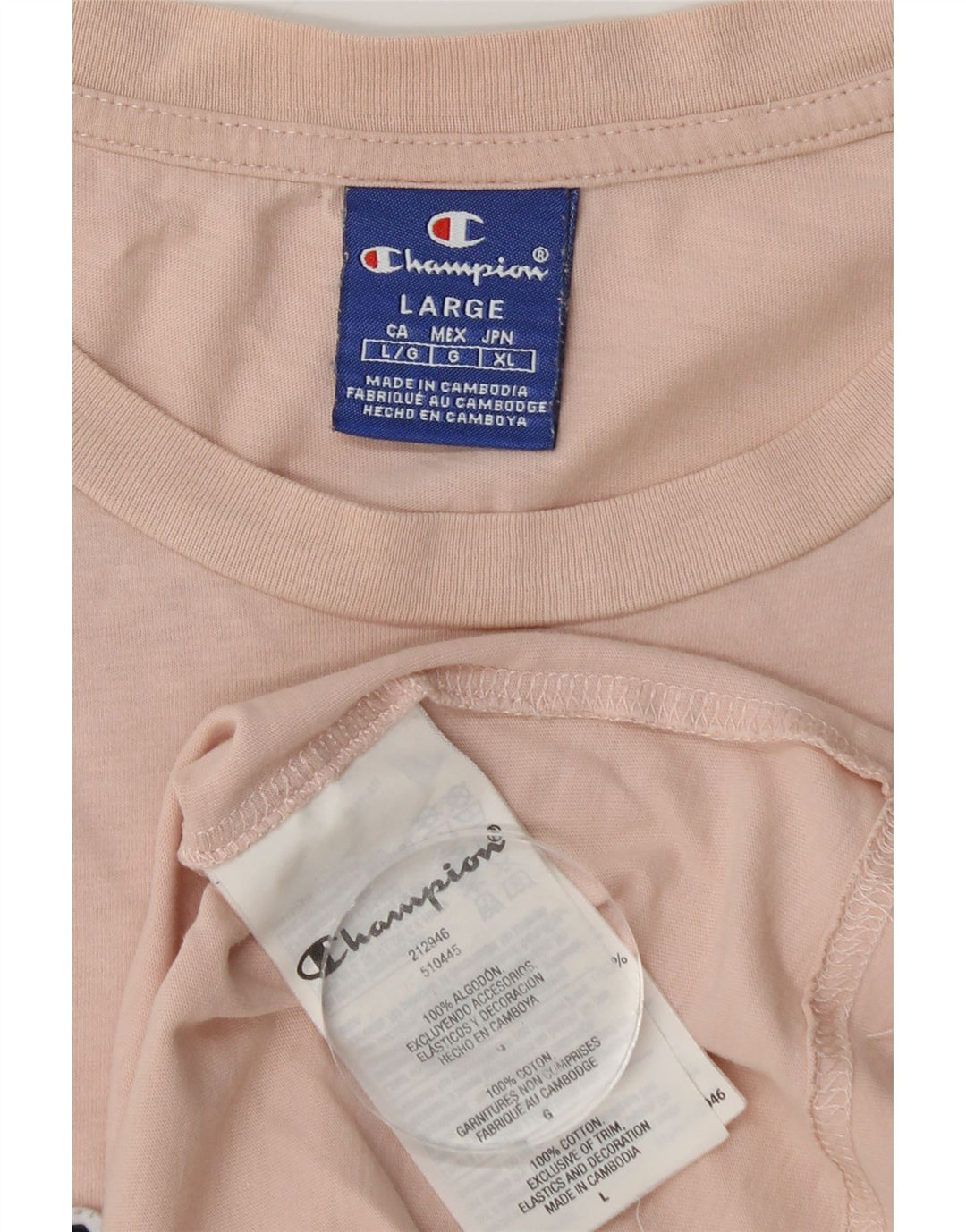CHAMPION Mens Graphic T-Shirt Top Large Pink Cotton