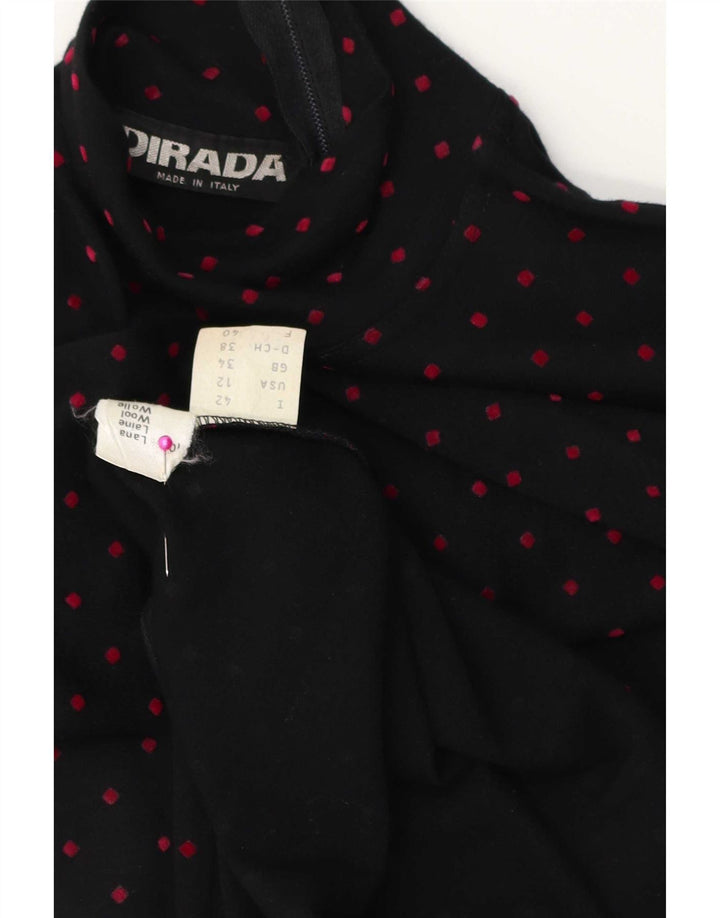 Vintage Womens Long Sleeve Maxi Dress EU 38 Medium Black Polka Dot Wool